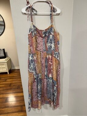 Lane Bryant Boho Patchwork Tie-Strap Maxi Dress - Multi